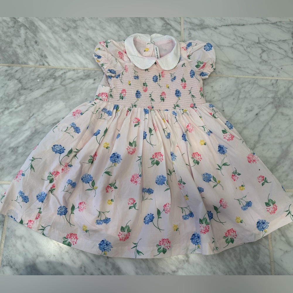 Janie and Jack Floral Pink Dress with Blue and Yellow Accents